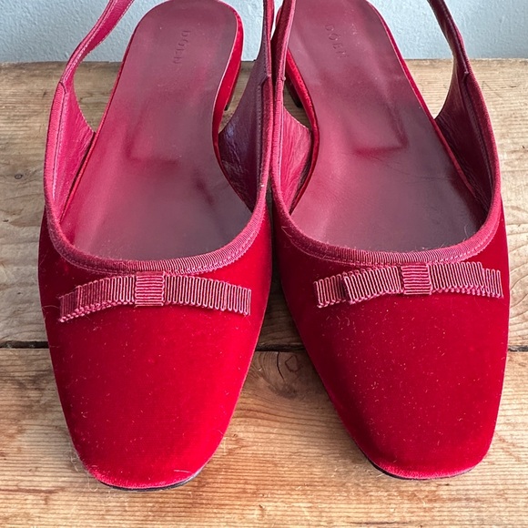 Doen Cossima Slingback Red Velvet Flats Size 41 - Picture 6 of 16